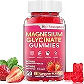 Magnesium glycinate Gummies 600mg,high Absorption Formula for Calming Mood and Sleep Support,as Well as Heart,Bone,Suitable for Both Women and Men,with 60 Strawberry Gummies