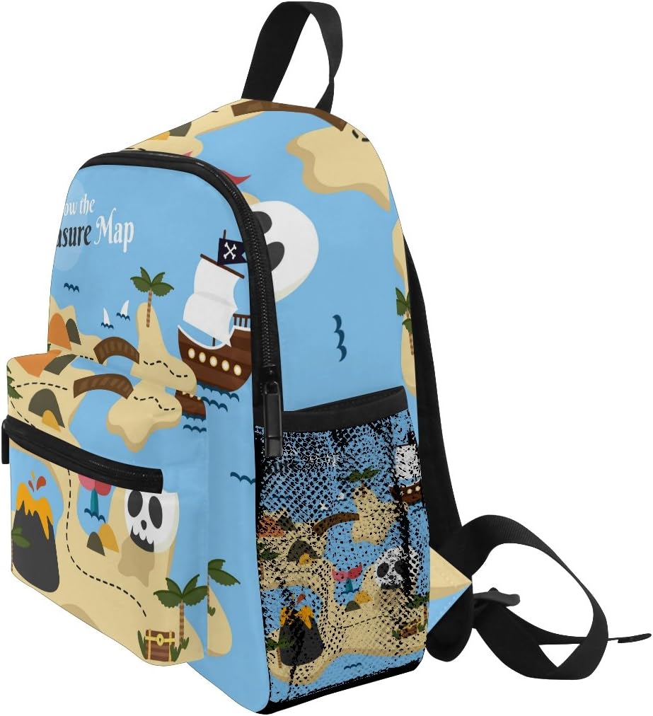 ISAOA Pirate Treasure Map with Skull and Boat Kids Backpack for Kindergarten Toddler Bag with Chest Clip,Nursery Backpack with Chest Clip Preschool - Image 4