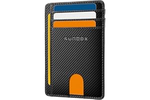 RUNBOX Slim Minimalist RFID Blocking Front Pocket Leather Wallets for Men Women Gift Box