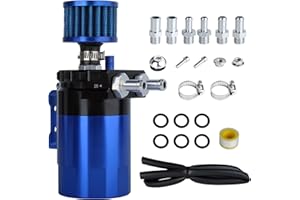 EIGIIS Universal Car Oil Catch Can Kit Polish Baffled Automotive Reservoir Tank 300ml with Breather Aluminum Compact Dual Cylinder