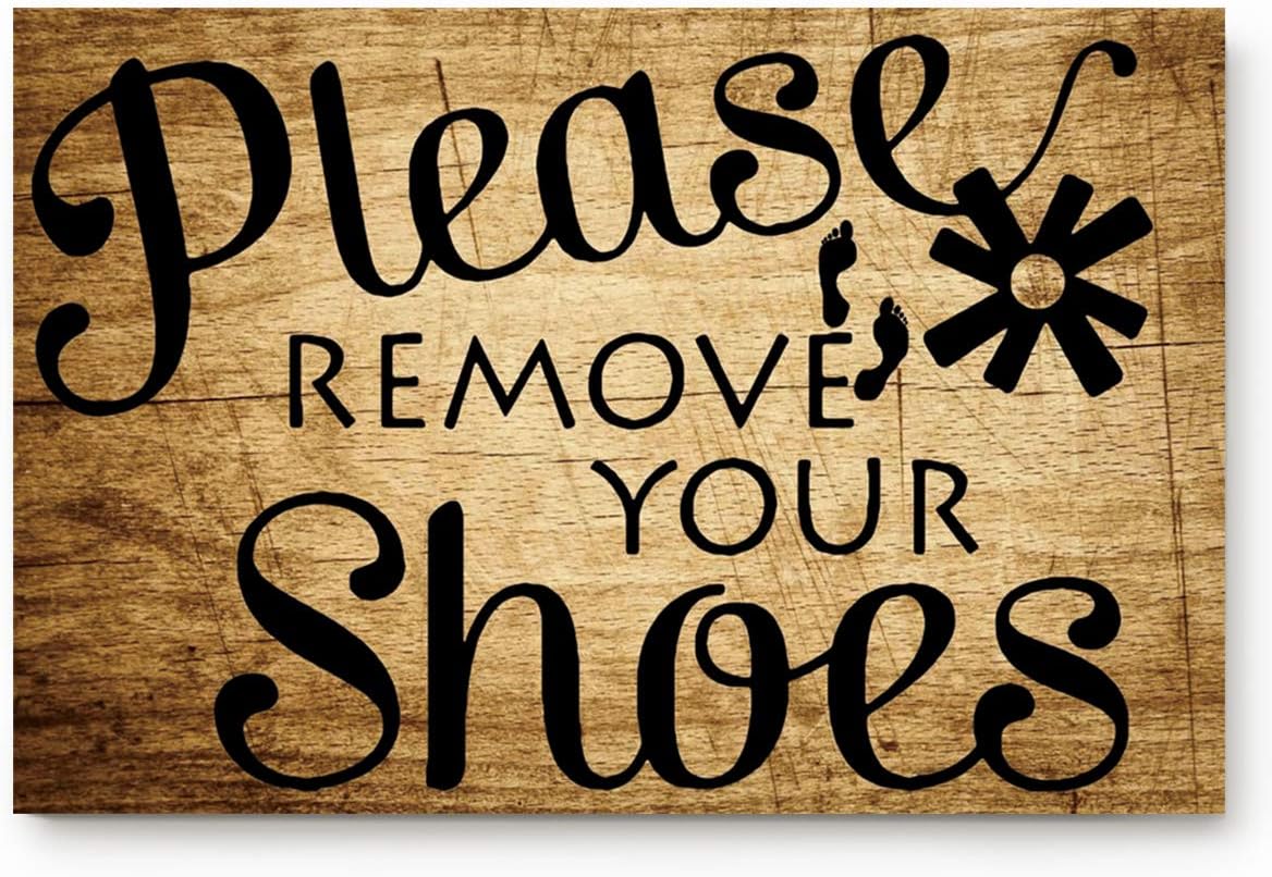 Miss Sweetheart Welcome Entrance Doormat for Indoor-Please Remove Your Shoes Rustic Wood Grian,Luxury Non-Slip Rubber Cushioned Floor Mat for Front Door/Bedroom/Living Room Decor