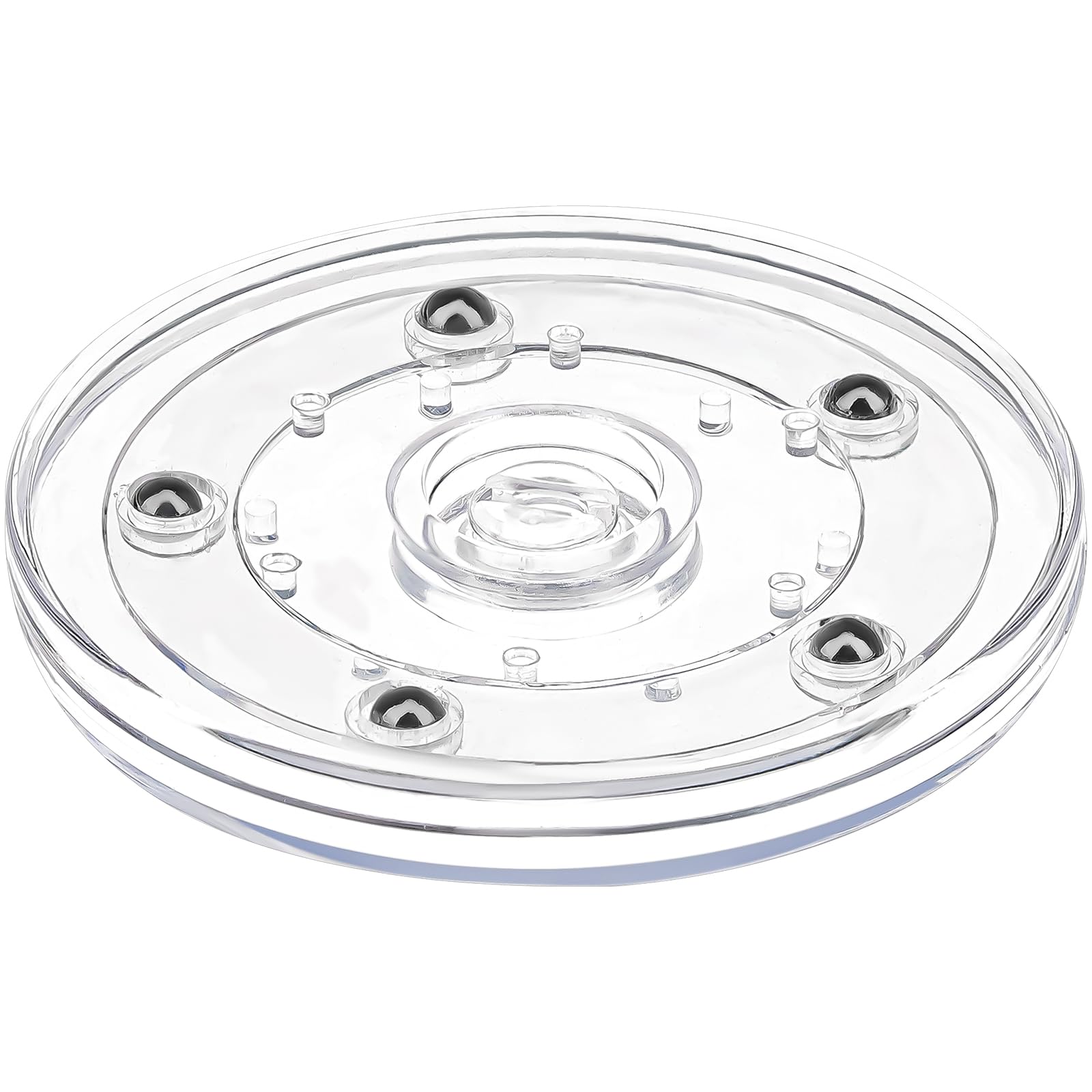 Kepfire 10 cm Clear Acrylic Lazy Susan Turntable Organizer Ball Bearing Revolving Display Base Kitchen Spice Rack Cake Makeup Table Decorating