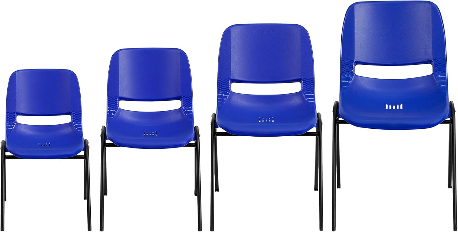 Flash Furniture HERCULES Series 440 lb. Capacity Kid's Navy Ergonomic Shell Stack Chair with Black Frame and 12" Seat Height: Furniture & Decor