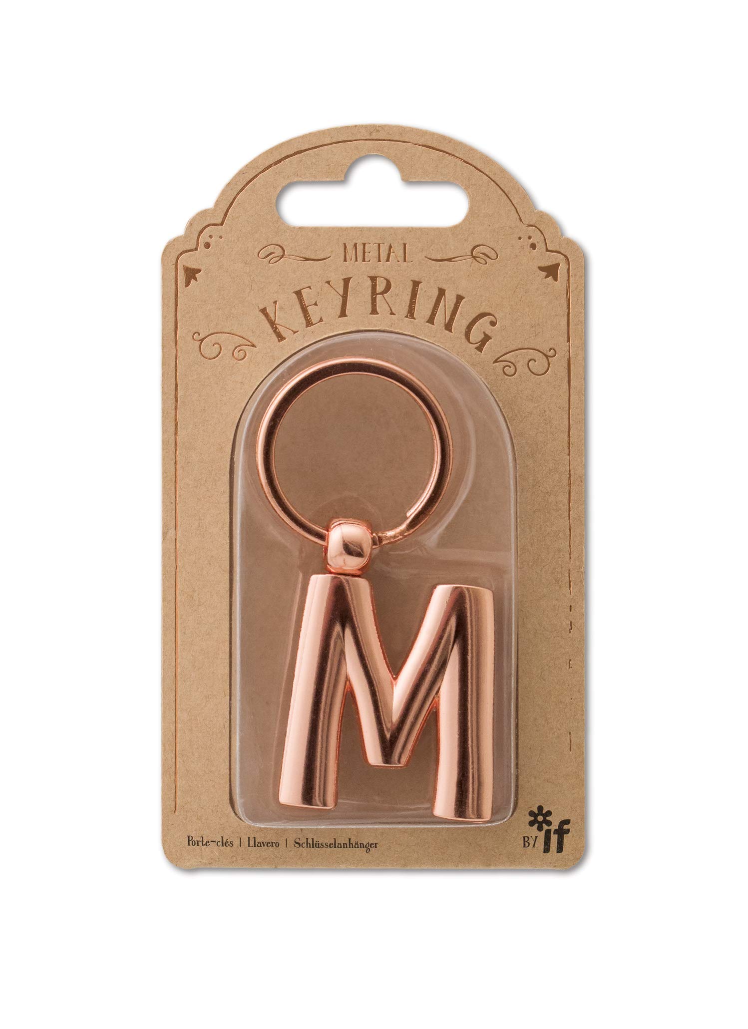 IF Metal Letter Keyring Personalised Alphabet Letters - Rose Gold - M — image 1
