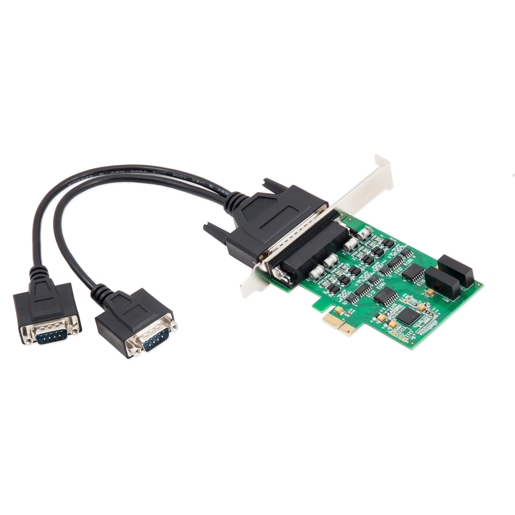 2 Port RS-232 RS-485 DB9 Serial PCI-Express 2.0 x1 Card Panel Mountable Field Terminator Adapters XR17V358 Chipset