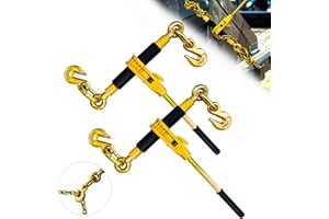 SENKEYFE Ratchet Chain Binders 5/16'' - 3/8‘’ | 5/16 Inch Load Binder with 5/16 Inch Grab Hooks | Tie Downs for 5/16 Transport Chain | 5400 Lbs Working Load Limit- Heavy Duty Ratchet Binders（2 Pack）