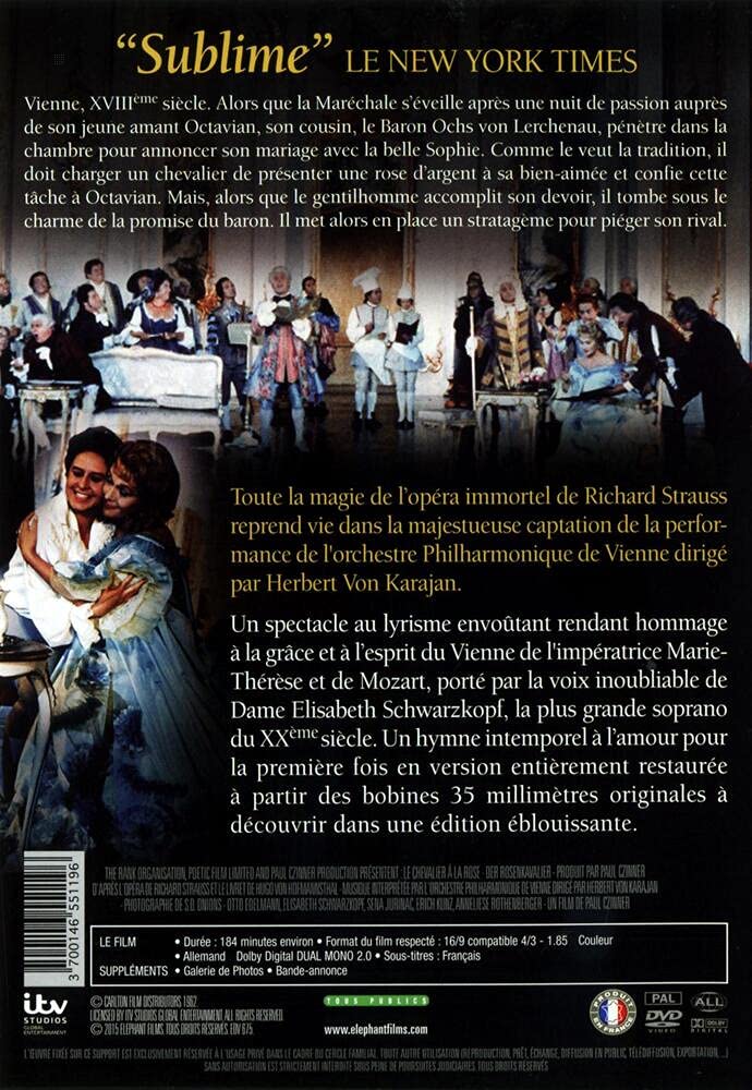 Le Chevalier A La Rose Fr Import Amazon De Schwarzkopf Elisabeth Edelmann Otto Jurinac Sena Czinner Paul Schwarzkopf Elisabeth Edelmann Otto Dvd Blu Ray