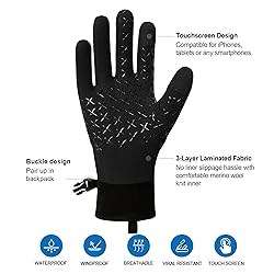 DEXFUZE Waterproof Gloves Men & Women - Merino Wool