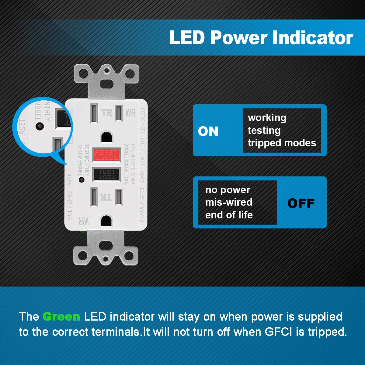 (10 Pack) UNIELE GFCI Receptacle Outlet, 15A/125V, Weather-Resistant (WR) & Tamper-Resistant(TR) Ground Fault Circuit Interrupter Outlets, Wallplate Included, White: Industrial & Scientific