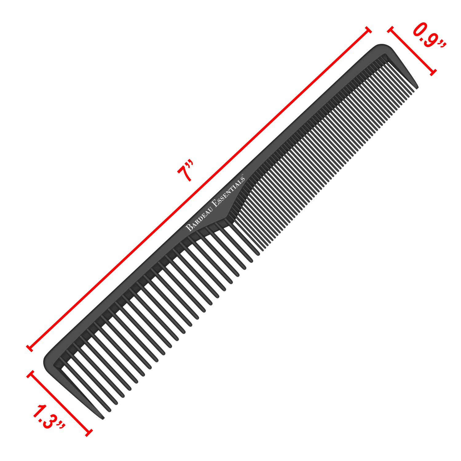 Styling Comb (2 Pack) | Professional 7 Inch Black Carbon Fiber Anti Static Chemical And Heat Resistant Comb For All Hair Types | Fine and Wide Tooth Comb For Men and Women | By Bardeau Essentials : Beauty