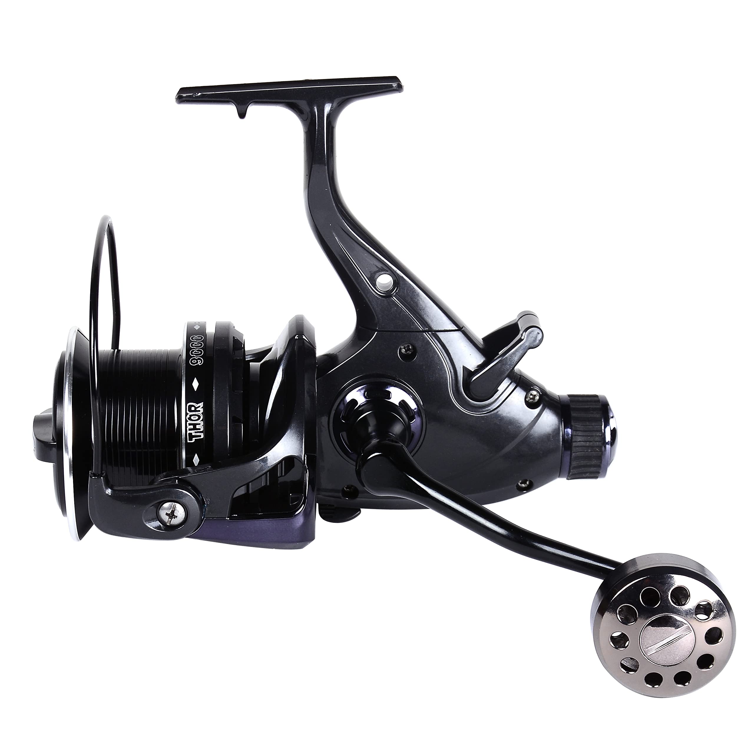 HiUmi Carp Fishing Reels 8000 9000 10000 Bait Runner Big Free Runner Double Brake Feeder 12+1 Ball Bearing Spinning Fishing Reel (THOR5000)