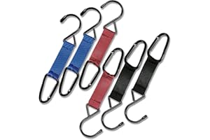 Ori Yuan Fence Hooks Heavy Duty 3.5mm Thick, 6 Packs Fence Clips for Baseball Football Bags, Backpacks, Water Bottles, Multifunctional Outdoor Hanging Hooks with Carabiner Clip (Red, Blue, Black)