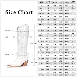 Pasuot White Cowboy Western Boots for Women - Wide