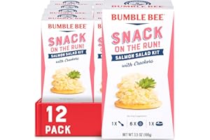 Bumble Bee Snack On The Run Salmon Salad with Crackers Kit, 3.5 oz (Case of 12) - Ready to Eat, Spoon Included - Wild Caught Salmon - Shelf Stable & Convenient Protein Snack