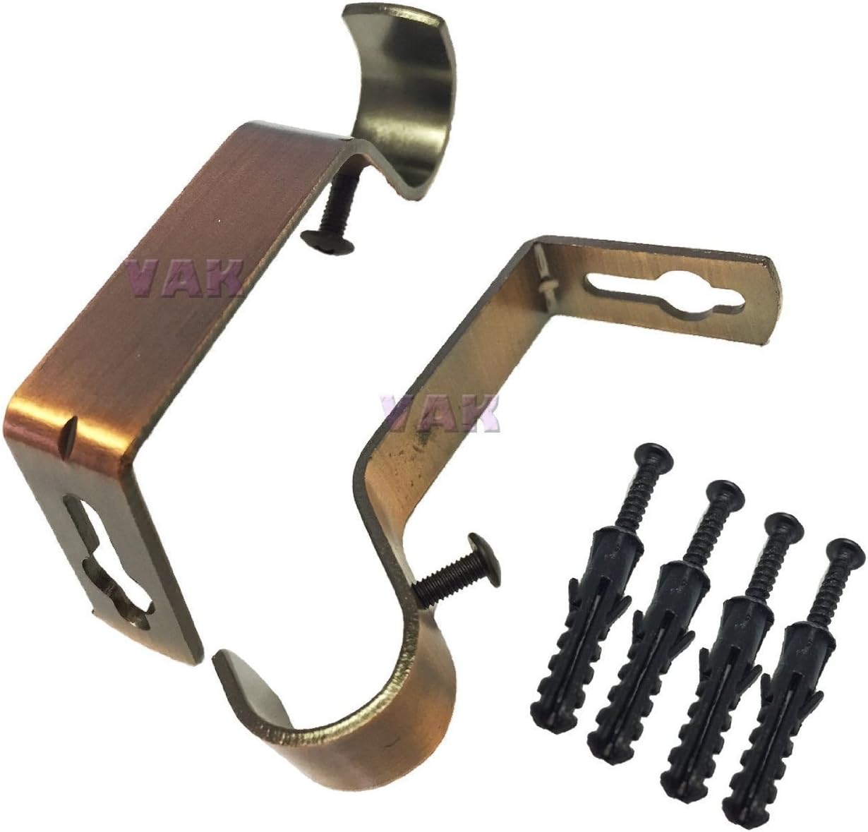 Curtain Pole Rod Bracket Pipe Holder Heavy Duty Drapery Ring Hook Sturdy Metal Alloy By HomeAdorable (copper)