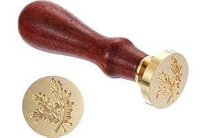 PATIKIL Rosemary Wax Seal Stamp, Plant Sealing Wax Stamp Classic Retro Removable Brass Head Wooden Handle for Envelope Invita