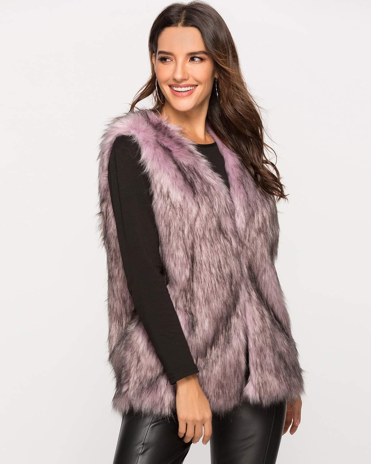 Escalier Women's Faux Fur Vest Waistcoat Sleeveless Jacket at  Women's Coats Shop