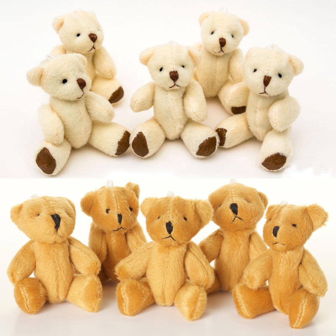 NEW - 6 x Brown and 6 x White - Small Teddy Bears - Cute Soft Cuddly - Gift Present