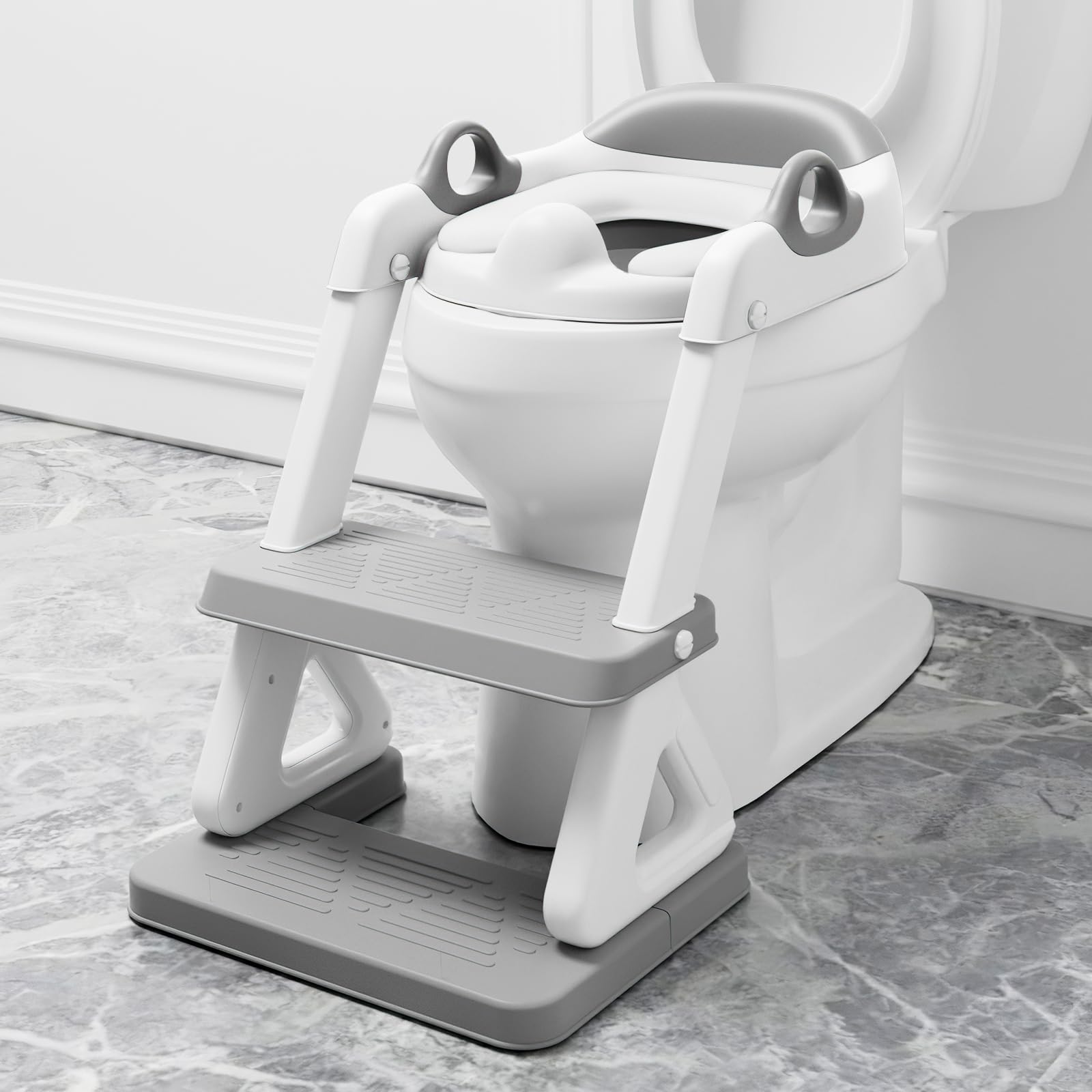 Photo 1 of *UNTESTED*
Potty Training Seat with Step Stool Ladder for Kids and Toddler,Wiifo Sturdy Potty Ladder with Soft Padded Cushion for Toddler Boys and Girls(Light Grey) 2025 New Version