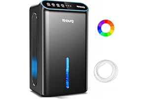 VINBURG 85 OZ Home Dehumidifier, 800 sq ft Dehumidifier for Basement with Drain Hose, Auto Shut-Off, Sleep Mode, 3 Gear Timer, Reusable Filter, Quiet Small Dehumidifiers for Bedrooms, Bathrooms, RV, Closet