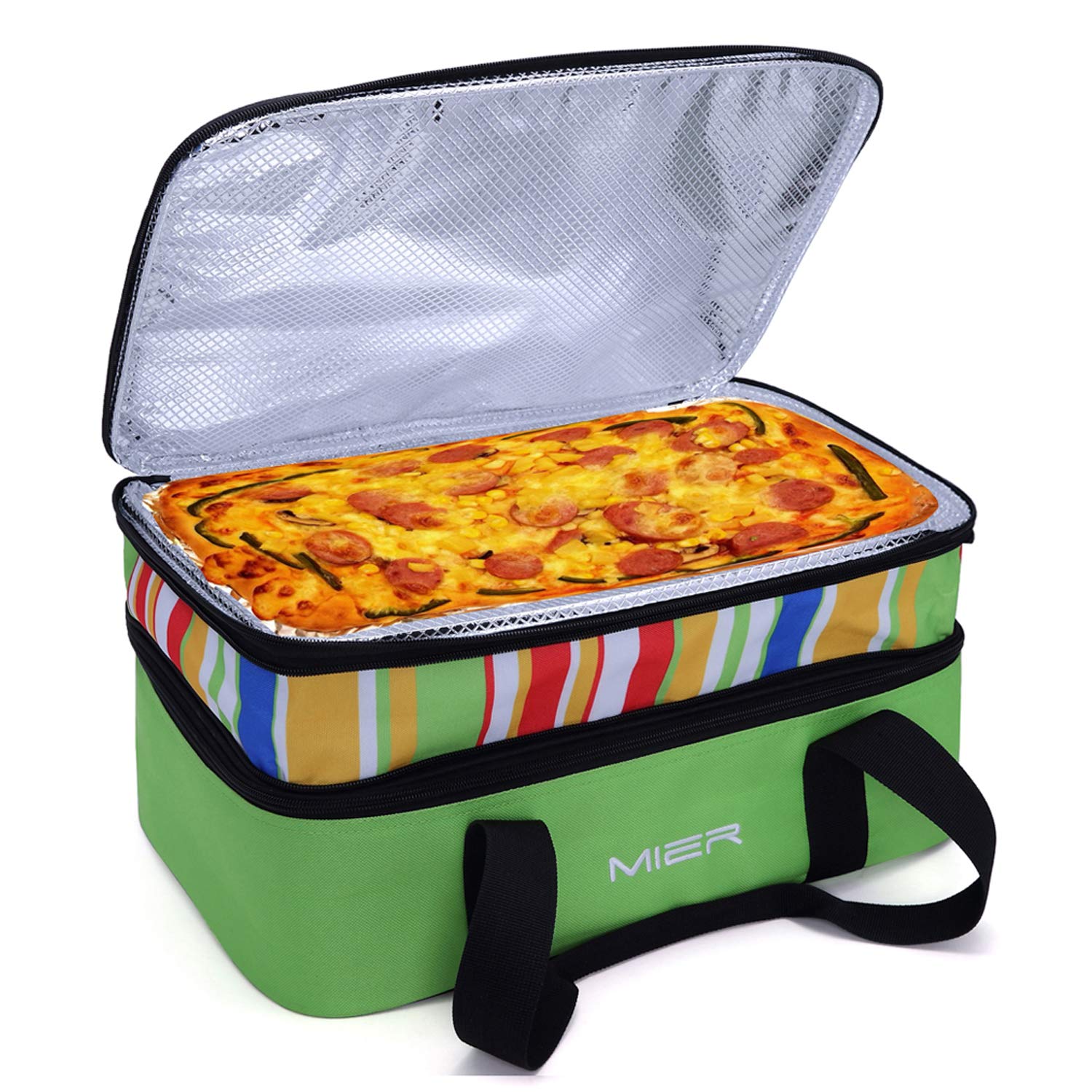 MIER Insulated Double Casserole Carrier Thermal Lunch Tote for Potluck