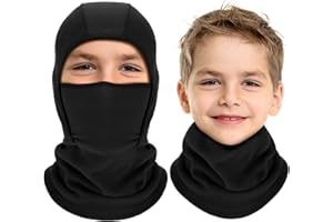 Honoson 1 Hole Kids Ski Mask Winter Balaclava Warm Kids Full Face Mask Cover Windproof for Boys Girls Outdoor Sports(Black)