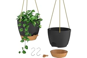 ZMTECH 10 Inch Hanging Planters for Indoor Outdoor Plants 2 Pack Self Watering Hanging Plant Pots with Drainage Holes and Rem