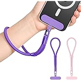 MoKo 2 Pack Phone Wrist Strap Anti-theft, Adjustable Hand Wrist Phone Lanyard with 360° Rotating Hook and Tether Tabs, Cellphone Wristlet Strap for iPhone, Most Smartphones, RoseGold & Purple
