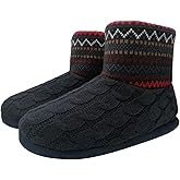 GPOS Knit Rock Wool Warm Men Indoor Pull on Cozy Memory Foam Slipper Boots Soft Rubber Sole