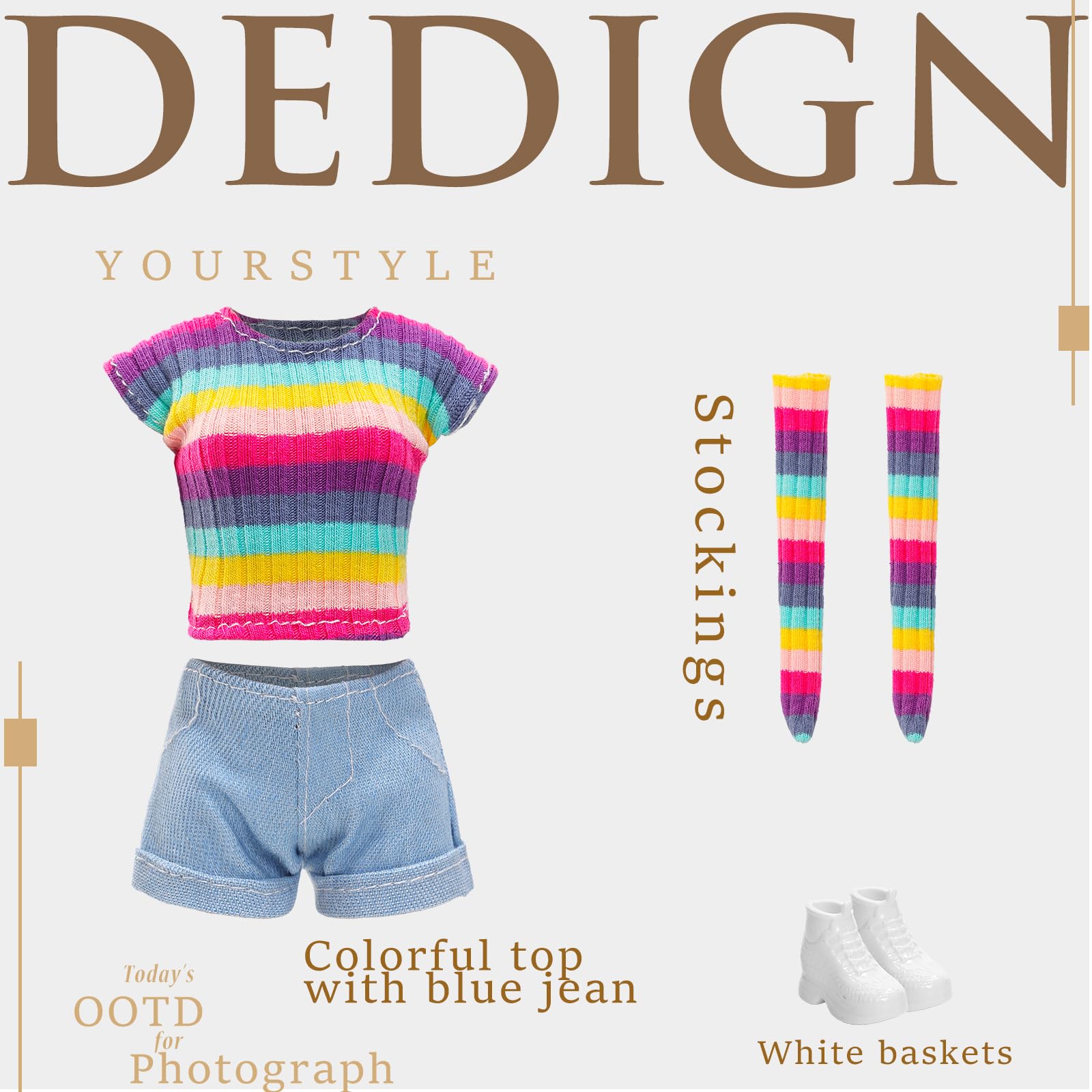 15 Pieces 11.5 Inch Girl Dolls Fashion Pack 6 Set Doll Clothes Include Chic Suits Party Gown Sequin Outfit Stylish Dress 6 Pairs of Shoes 3 Accessories for Girl Dolls Clothing(NO Doll)