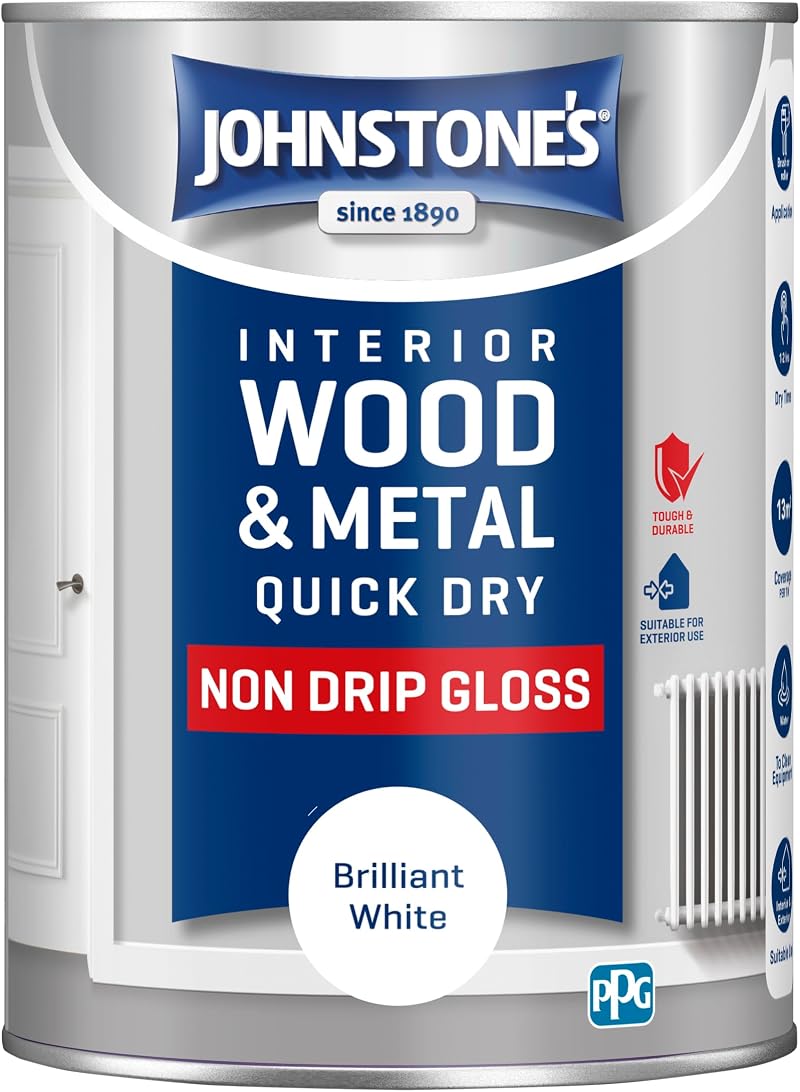 Johnstone's Wood & Metal Paint Gloss Finish Brilliant White 1.25L