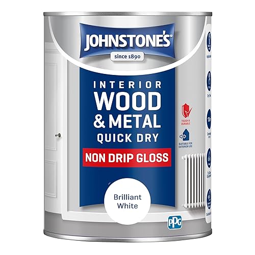 Johnstone's - Wood & Metal Paint - Gloss Finish - Brilliant White - 1.25l - Water Based - Non Drip & Quick Drying - Radiator Paint - Low Odour (Packing may vary)