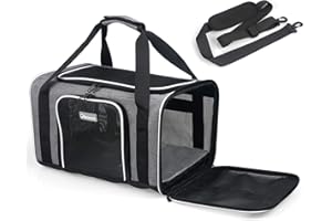 GOODIO Pet Carrier TSA Airline Approved,Suitable Outdoor Camping Cats and Dogs Pet Travel Carrier Foldable Soft Edge, Waterproof, SmallCat Carrier for Under 18 Pounds,5 Mesh Windows,3 Entrances