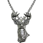 Kiola Designs White Tailed Stag Deer Head Pendant Necklace