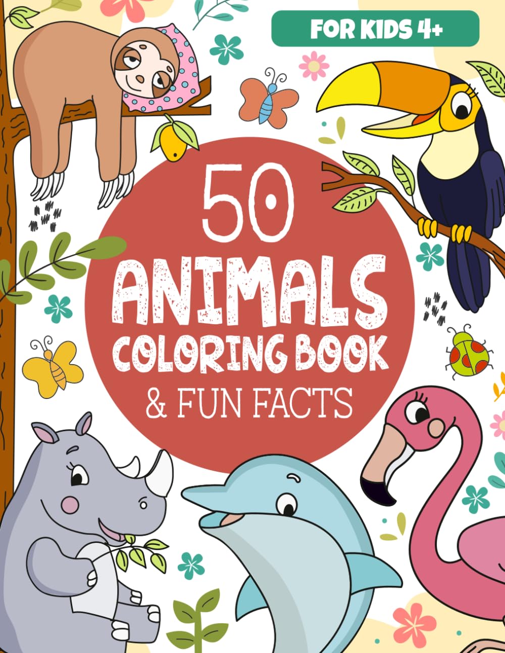 Photo 1 of 50 Animals Coloring Book & Fun Facts for Kids: Discover a Colorful World of Amazing Animals (Educational Coloring Books for Kids by Frolic Fox)