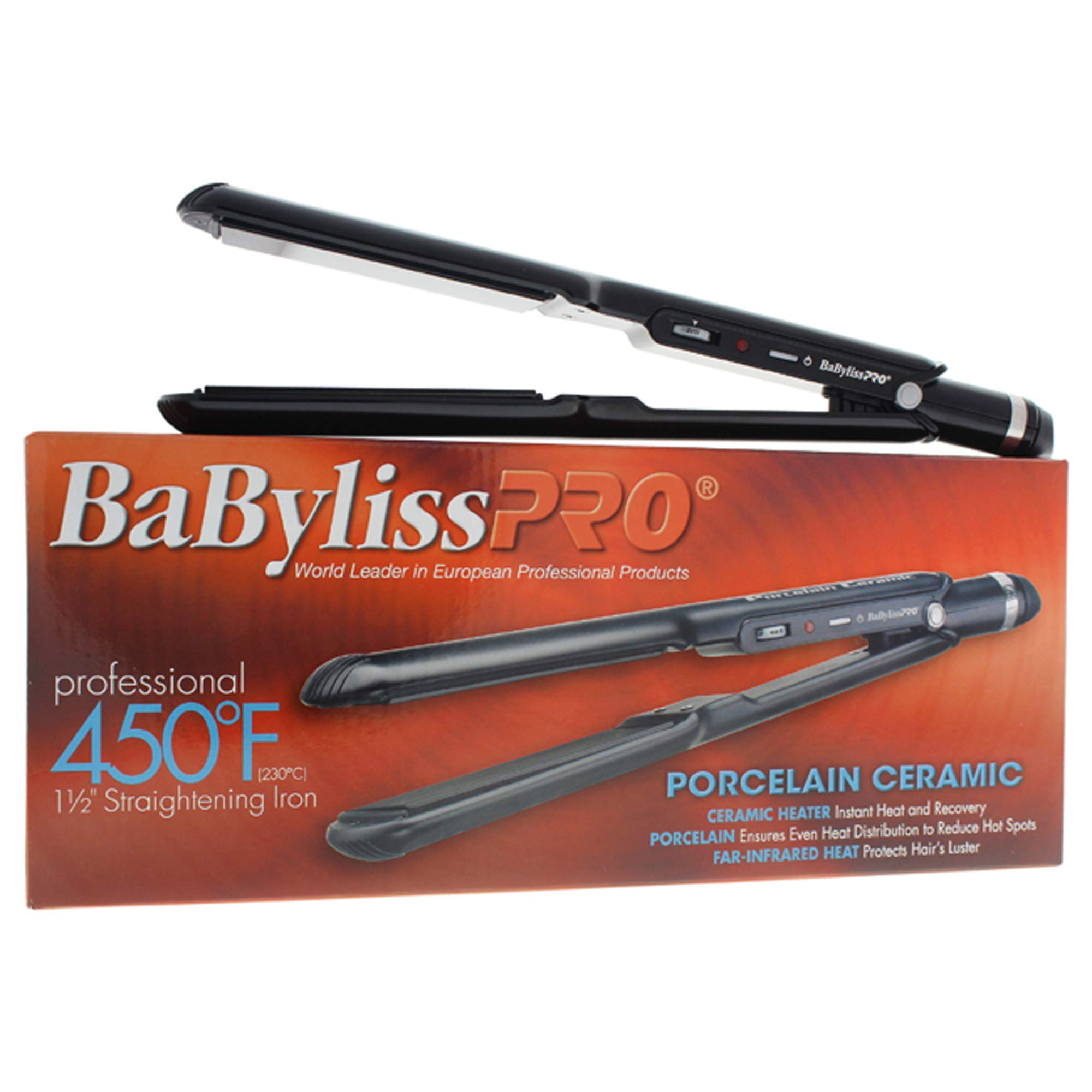BaBylissPRO Porcelain Ceramic Straightening Iron, 1-1/2 Inch in