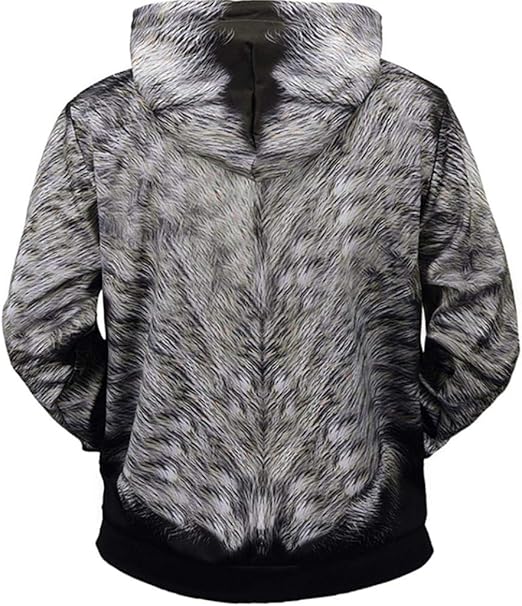 winter men's digital print long sleeve double color wolf sweatshirt