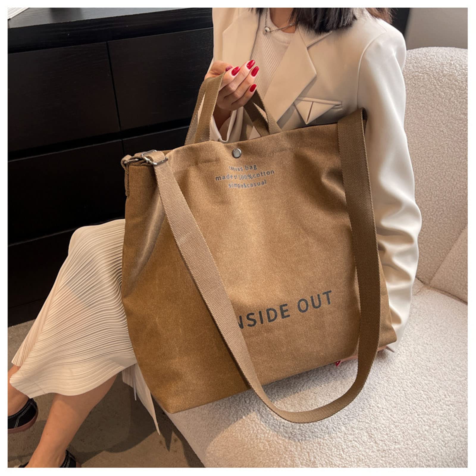 UICIOP Women Canvas Tote Handbags Casual Shoulder Work Bag Crossbody Top Handle Bag Cross-body Handbags