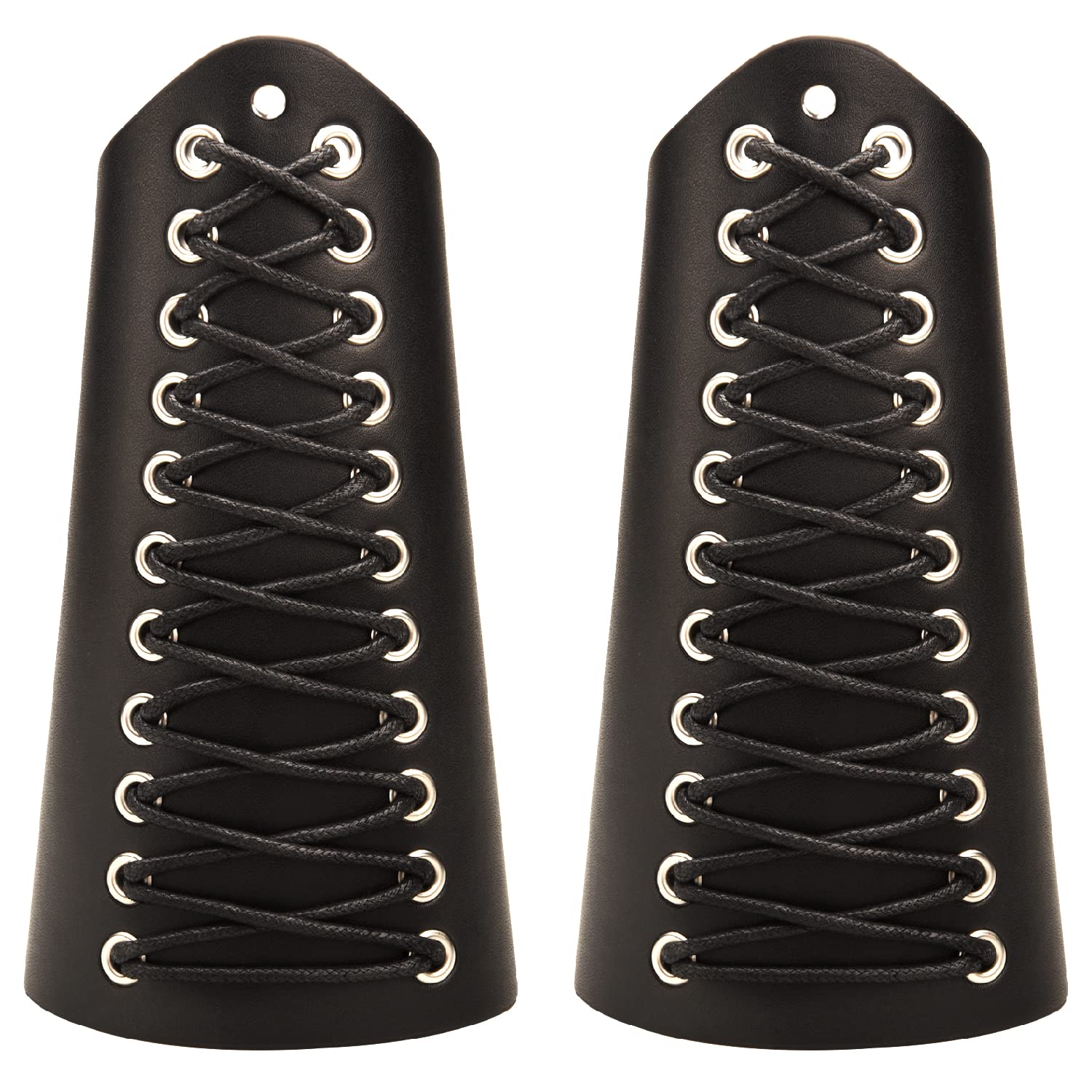 XNHIU 2 Pieces Unisex Leather Gauntlet Leather Wide Cuff Wrap Gauntlet Punk Bracers Wristband Fastening Arm Armor Cuff