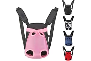 Inspack Dog Backpack Carrier/Cat Carrier, Adjustable Pet Front Carriers Travel Bag for Puppy Medium Dogs, Legs Out, Soft Ventilated Doggie Chest Carry Backpacks for Hiking/Camping, 2.5-4 lbs, Pink