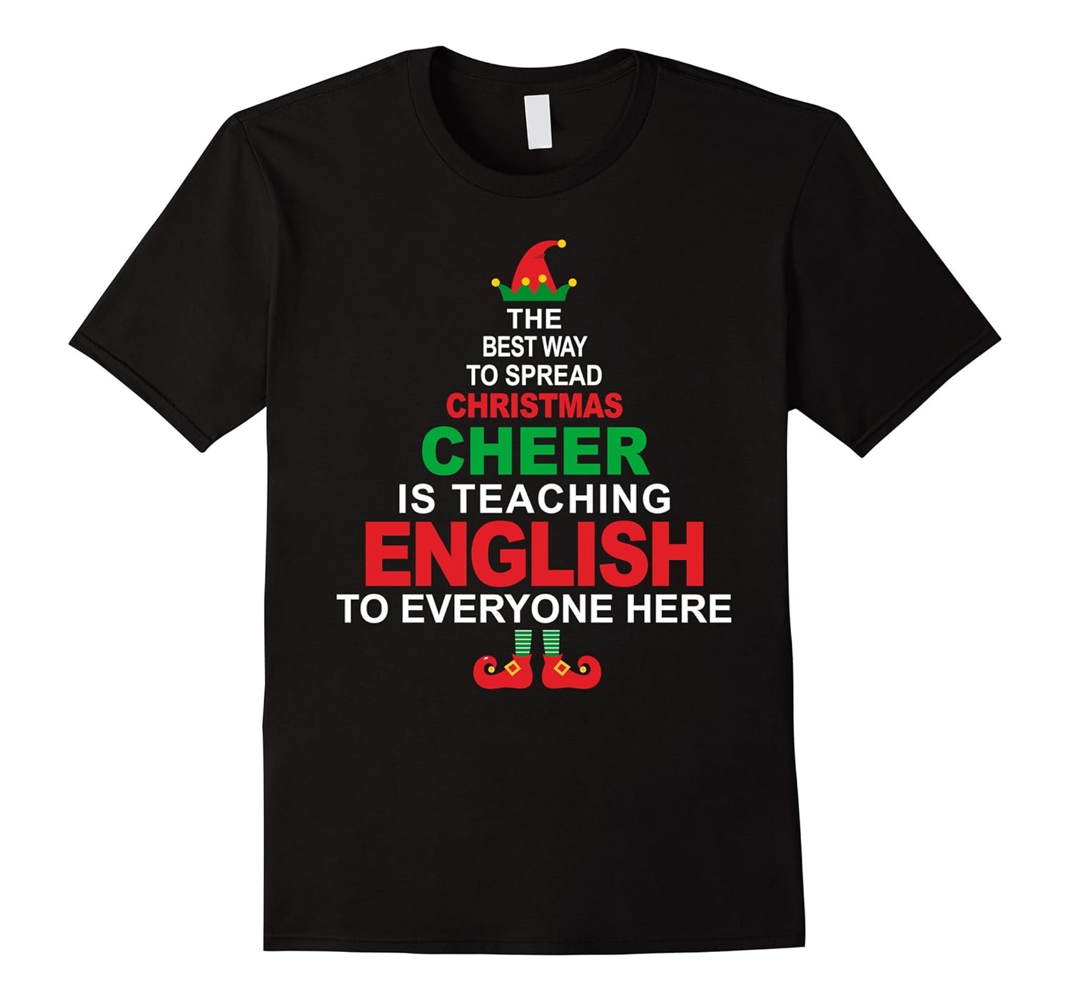 Funny English Teacher Christmas Cheer T-Shirt-ANZ