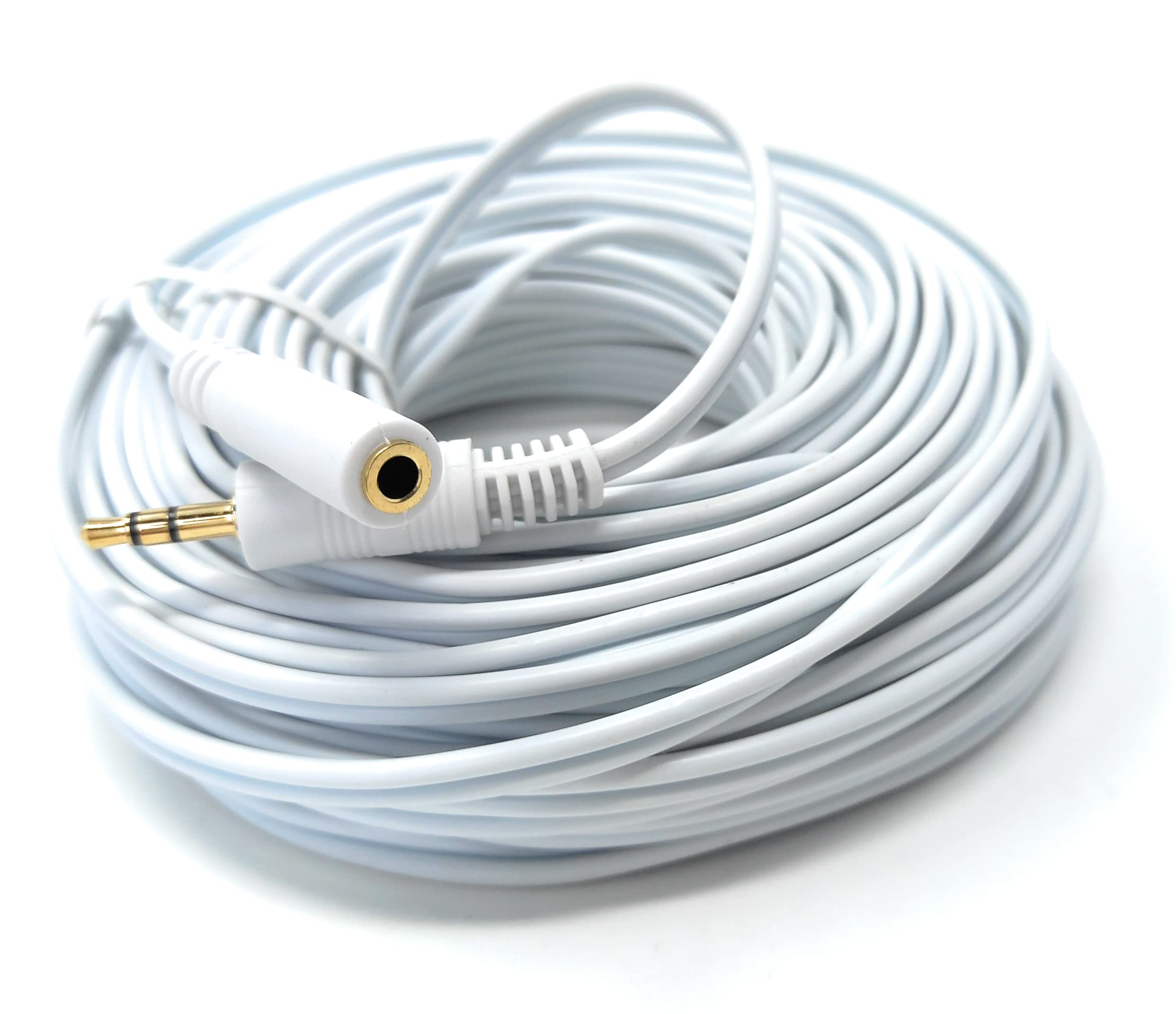 DRUT 20m 3.5mm to 3.5mm Stereo Audio Extension Cable Lead Male to Female Gold Connectors 65ft White