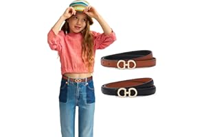 Monopa Skinny Reversible Belt for Girls - Kids Leather Belt Toddler Girl Belt for Dress Pants