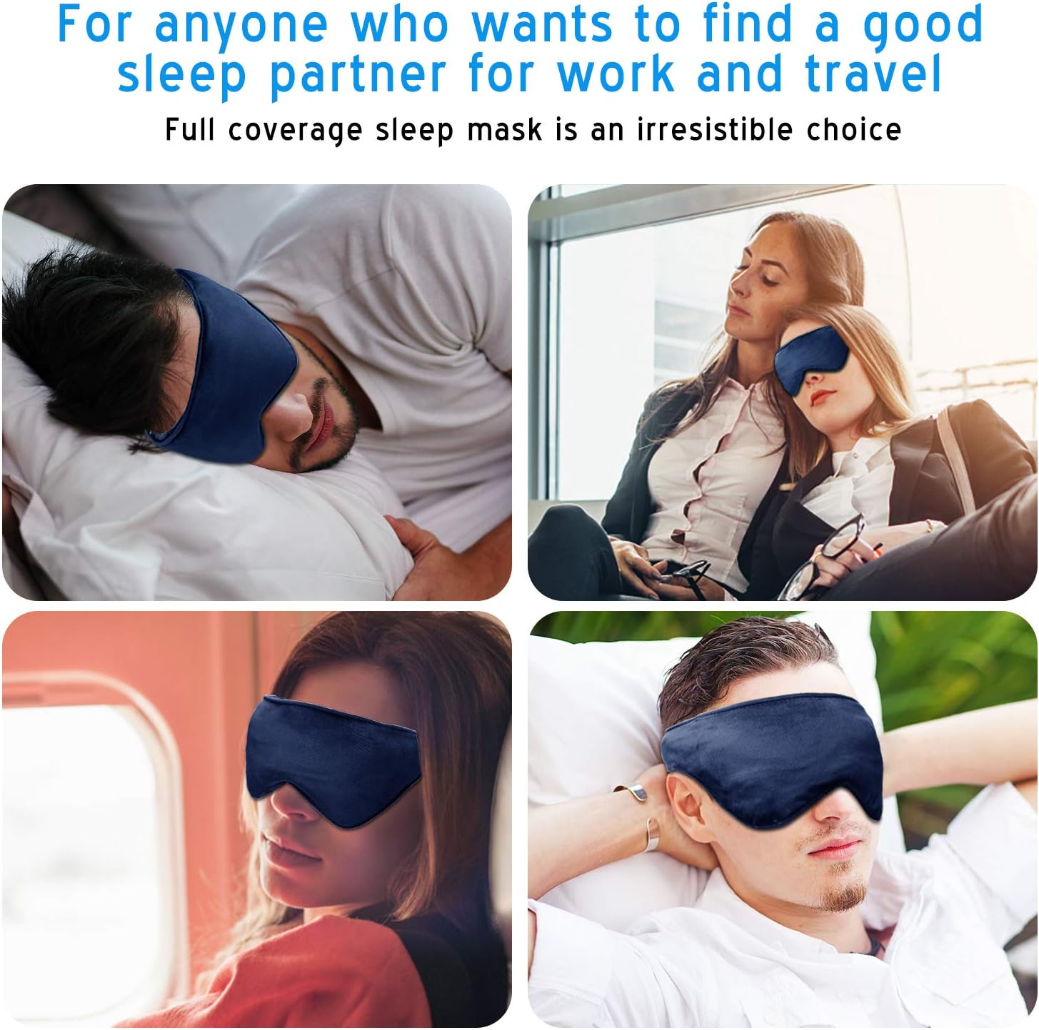 CHHKON Weighted Eye Mask, Sleep Mask for Women Man with Adjustable Strap (Navy): Health & Personal Care