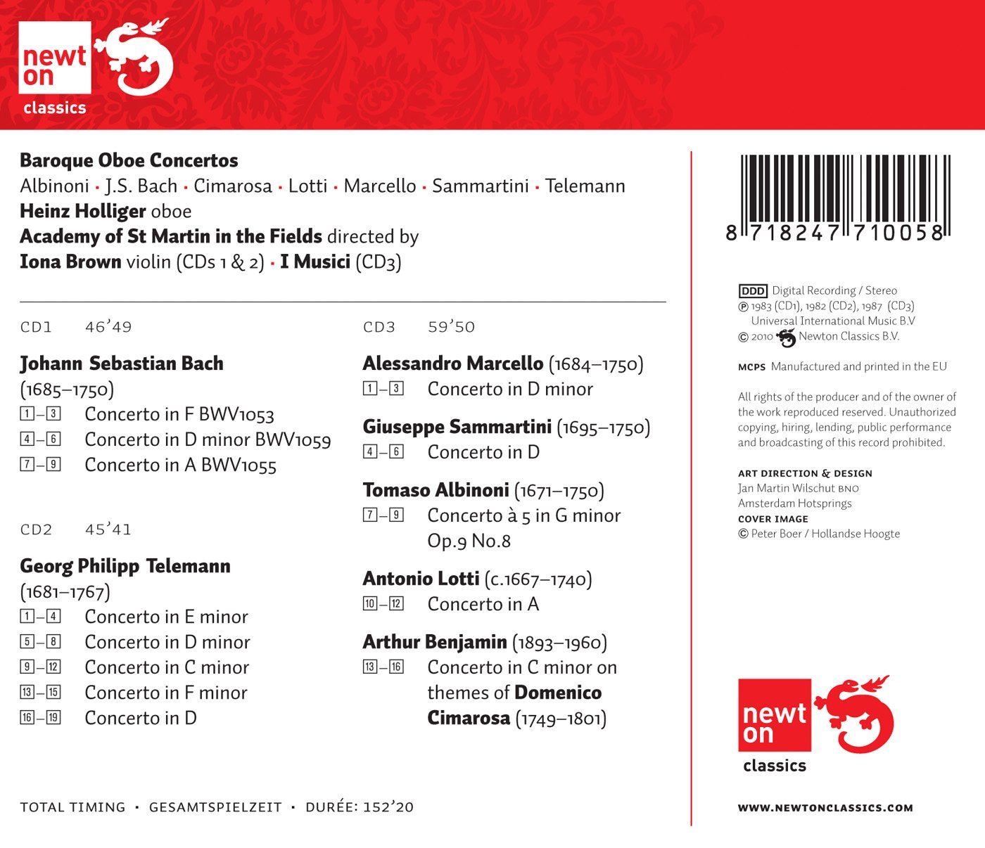 Heinz Holliger J S Bach Georg Philipp Telemann Tomaso Albinoni Alessandro Marcello Antonio Lotti Giaseppe Sammartini Academy Of St Martin In The Fields The Baroque Oboe Amazon Com Music