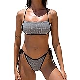 BERLOOK Halter Triangle Bikini Set Two Piece Swimsuit for Women Bathing Back Tie Suit