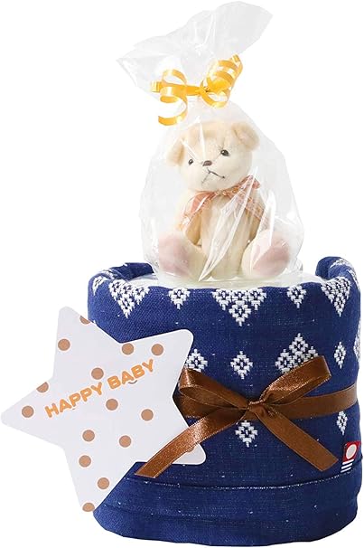 Amazon 今治タオル Imabari Towel 出産祝い 日本製タオル 1段 おむつケーキ 名入れ刺繍 女の子 男の子 男女兼用 出産記念 御 出産祝い 妊娠祝い お洒落 オシャレ 名前入り ギフト くまのぬいぐるみ おすみつき パンパースはじめての肌へのいちばん テープタイプｓサイズ