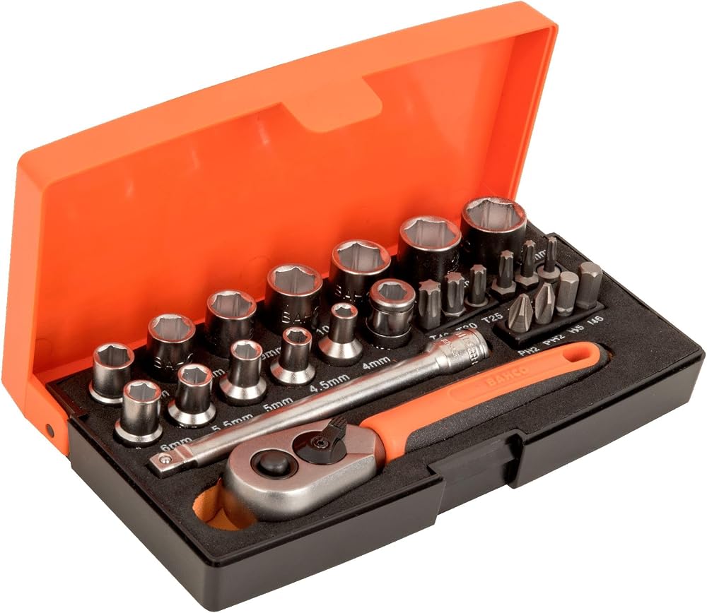 Bahco SL25 25 Piece 1/4 Drive Socket Set with Blackout Case