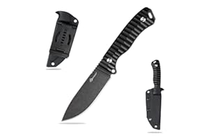 SDOKEDC Knives 14C28N Steel Tactical Fixed Blade Knife with kydex sheath for Men EDC Outdoor Camping Survival Hunting (Black+black handle)