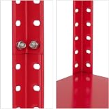 Relaxdays Heavy Duty Steel Shelving Unit Red 147.5x75.5x30.5cm 160kg Garage view 7